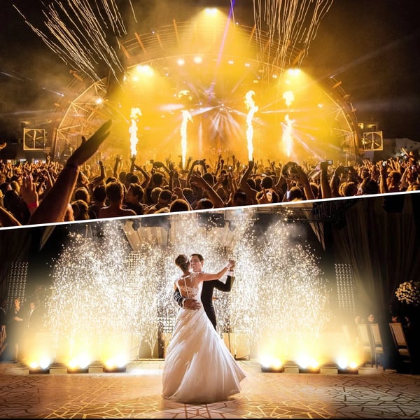 LED COB PAR-lys - 200W 2‑LED Scenelys - Bi-Color Kold/Varm Hvid - DMX512 8 Kanaler - Lydaktiveret Master/Slave Auto - DJ/Scene - Lysegrå