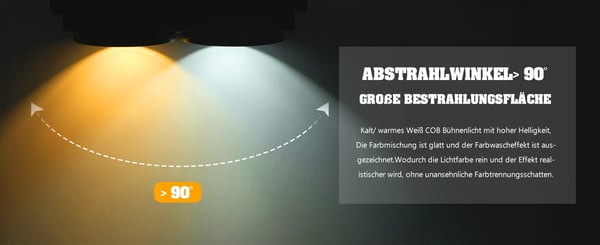 LED COB PAR-lys - 200W 2‑LED Scenelys - Bi-Color Kold/Varm Hvid - DMX512 8 Kanaler - Lydaktiveret Master/Slave Auto - DJ/Scene - Lysegrå