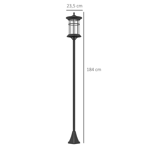 Solcells gatlyktor 2-pack - Utomhus lampstolpar - Solpanel - 23,5×23,5×184 cm - Montering krävs - Svart