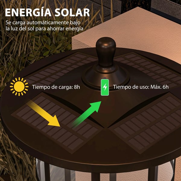 Solcells gatlyktor 2-pack - Utomhus lampstolpar - Solpanel - 23,5×23,5×184 cm - Montering krävs - Svart