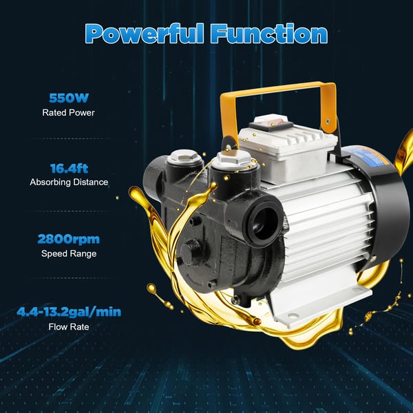 YIYIBYUS polttoainepumppu, sähköinen tynnyripumppu diesel/öljy, 60 L/min, 220 V, automaattinen siirto, tehokas moottori, musta