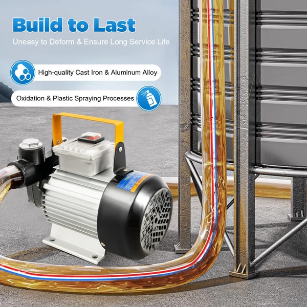 YIYIBYUS polttoainepumppu, sähköinen tynnyripumppu diesel/öljy, 60 L/min, 220 V, automaattinen siirto, tehokas moottori, musta