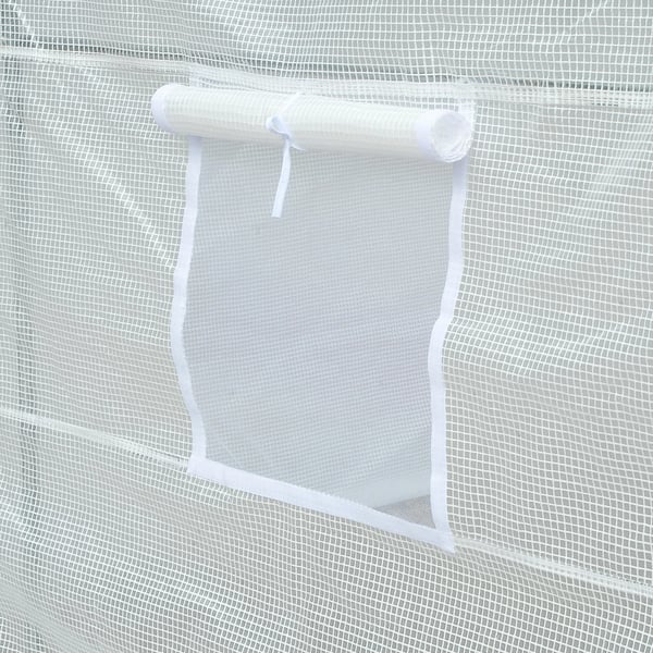 Trädgårdsväxthus - Utomhusmodell - 3,5 x 2 x 2 m - 6 nätfönster - Vit