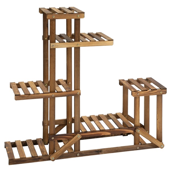 Växtställ - Blomhylla i trä - 6 hyllplan - 95 x 28 x 96,5 cm