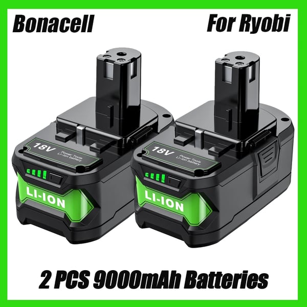 For Ryobi One+ udskiftningsbatteri, 18V Li-ion genopladeligt, grå, kompatibel med P108/P107/P109