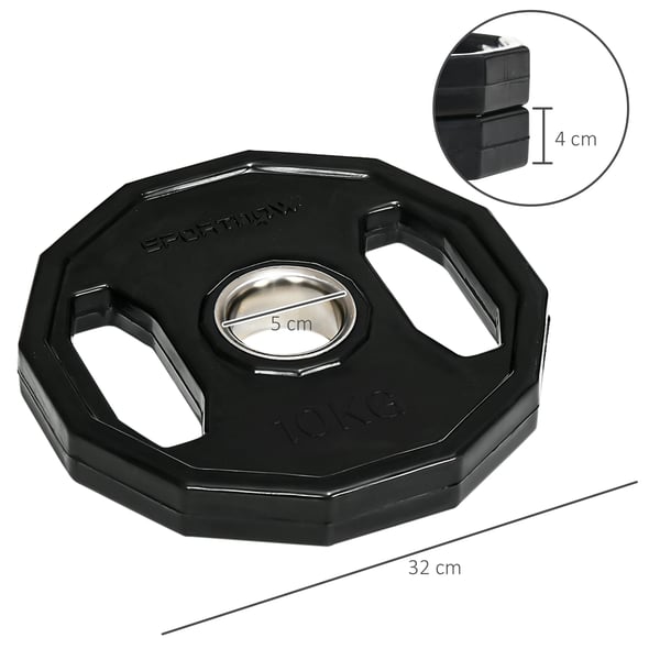 Viktskivor - Hantelskivor - Set 2×10 kg - 5 cm Hål (50 mm) - Ø 32×4 cm - För Styrketräning - Svart