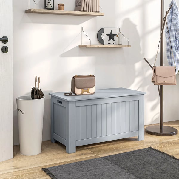 Förvaringskista - Förvaringslåda med lock - 81×40×46 cm - För sovrum - För småsaker - Ljusgrå