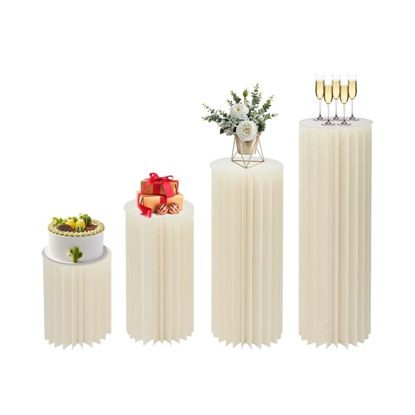 Blomsterställ/piedestal - Cylinderpelare - 4-pack 40/60/80/100 cm - PVC - Bröllop, fest, dessertbord - Vit