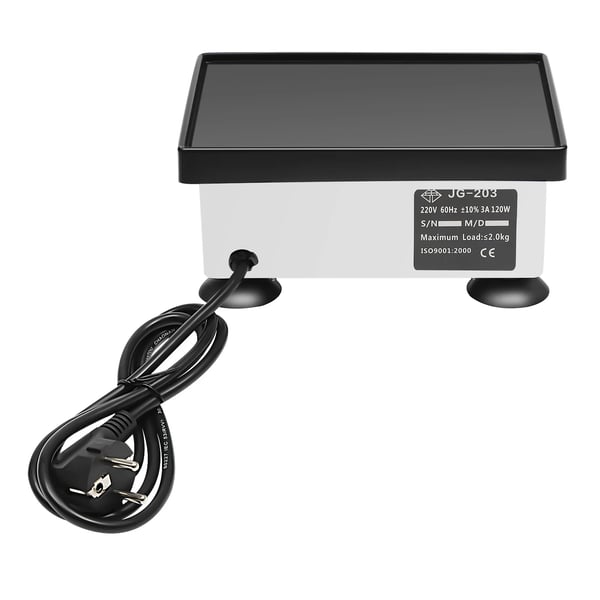 Dental gipsvibrator - Modelvibrationsmaskine - 120 W - 220 V - Firkantet plade - 20,7×10,5×9,4 cm - Sort