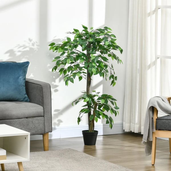 Konstgjort te-träd - Bonsai - 120 cm - 546 blad - Plast - För utomhus - Grön kruka