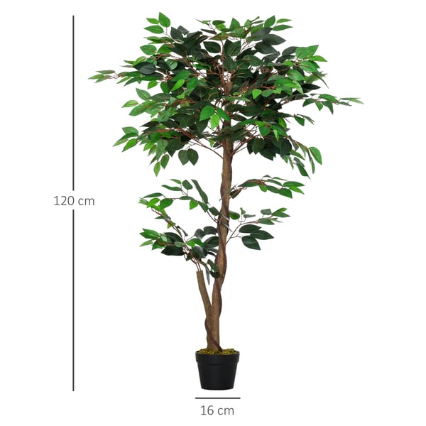 Konstgjort te-träd - Bonsai - 120 cm - 546 blad - Plast - För utomhus - Grön kruka
