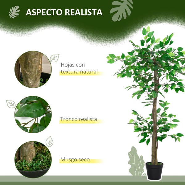 Konstgjort te-träd - Bonsai - 120 cm - 546 blad - Plast - För utomhus - Grön kruka