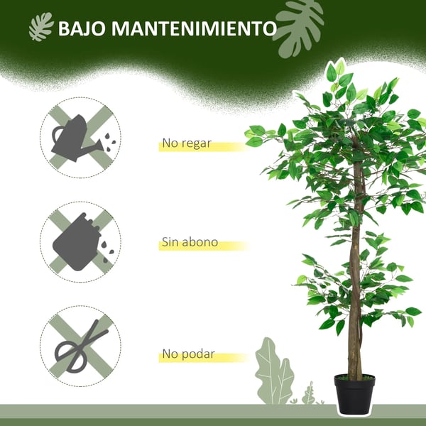 Konstgjort te-träd - Bonsai - 120 cm - 546 blad - Plast - För utomhus - Grön kruka