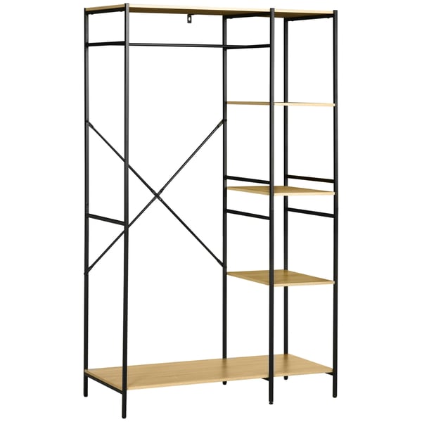Klädställ - Garderobstativ - 4 Hyllplan - Klädstång - 100×46×170,5 cm - Fristående