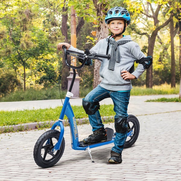 Barnsparkcykel - Kickbike - Ålder 5–12 år - 2 Hjul 30,5 cm - Justerbart Styre - Broms - Metallram - Blå