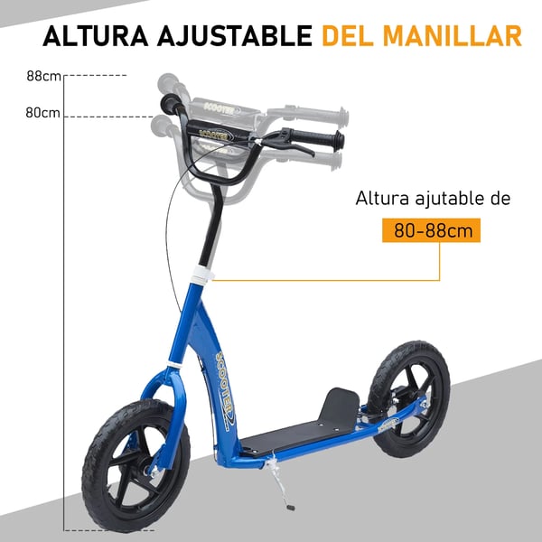 Barnsparkcykel - Kickbike - Ålder 5–12 år - 2 Hjul 30,5 cm - Justerbart Styre - Broms - Metallram - Blå