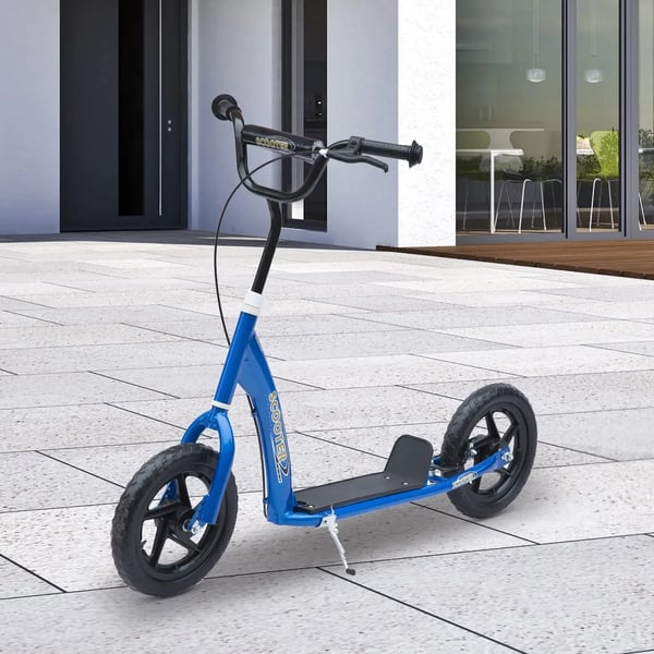 Barnsparkcykel - Kickbike - Ålder 5–12 år - 2 Hjul 30,5 cm - Justerbart Styre - Broms - Metallram - Blå