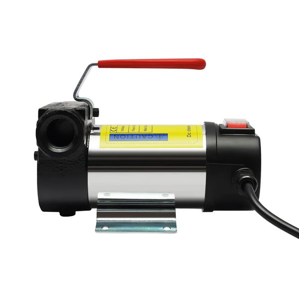Diesel overføringspumpe - 12V 500W - 45 l/min - selvsugende - 3500 rpm - tankpistol med slange - bærbar - 25×18×11 cm - Sort