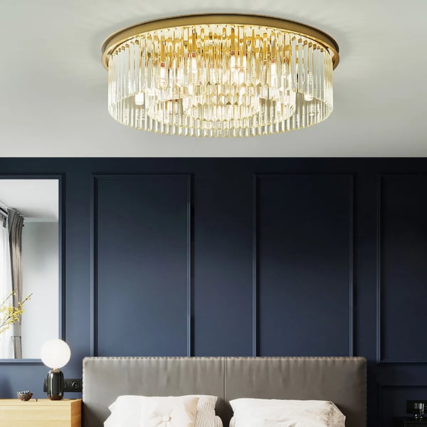 Moderne krystallysekrone - Pendellampe - 60 cm - 8x E14 LED varm hvid - 220 V - Kabelpendel - Inkl. pærer - Gul