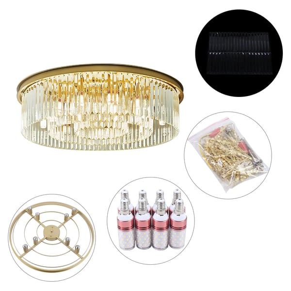 Moderne krystallysekrone - Pendellampe - 60 cm - 8x E14 LED varm hvid - 220 V - Kabelpendel - Inkl. pærer - Gul