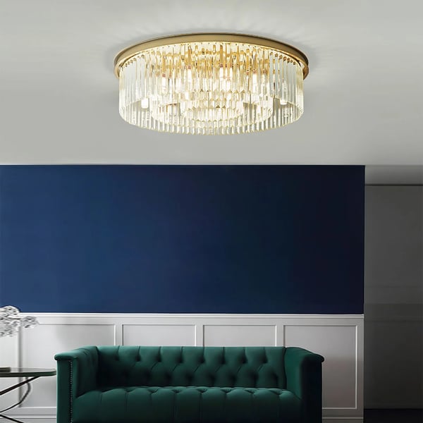 Moderne krystallysekrone - Pendellampe - 60 cm - 8x E14 LED varm hvid - 220 V - Kabelpendel - Inkl. pærer - Gul