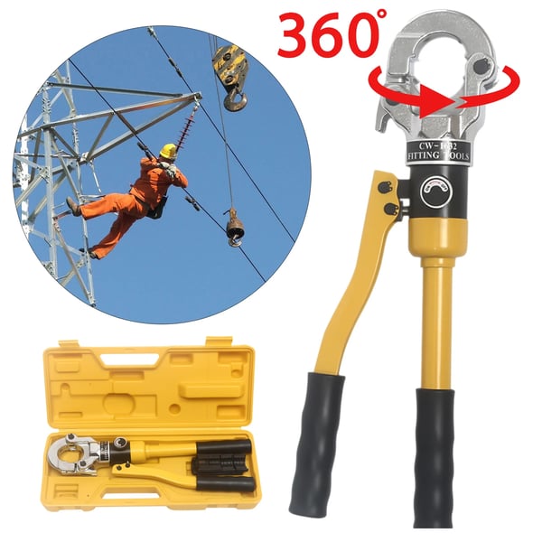 Hydraulinen PEX-putkipuristin - Puristustyökalu CW-1632 - 8 t - TH-leuat 16/20/25/32 mm - PEX/komposiitti/PB - Mukana työkalulaatikko - Keltainen