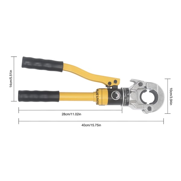 Hydraulinen PEX-putkipuristin - Puristustyökalu CW-1632 - 8 t - TH-leuat 16/20/25/32 mm - PEX/komposiitti/PB - Mukana työkalulaatikko - Keltainen