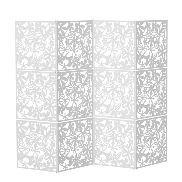Hængende rumdeler skærmvæg - Panelsæt - 12 stk - 40 x 40 cm - PVC - Udskåret motiv sommerfugl/blomst/fugl - Til ophæng