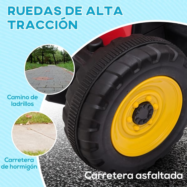 Eltraktor för barn med släp - Åkleksak - 3–6 år - 136,5×50×52,5 cm - Röd