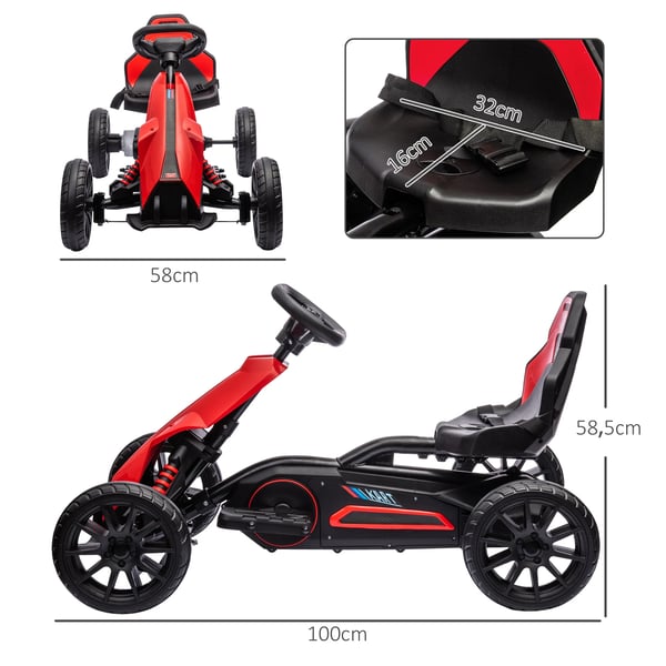 Elektrisk Gokart För Barn - Elbil Ride-On - 3–8 År - 100 x 58 x 58,5 cm - Röd