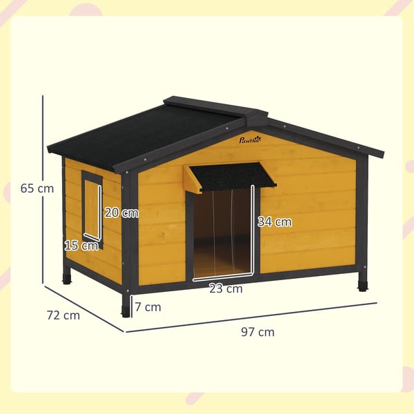 Hundkoja utomhus - Hundhus - Takpapp - 97 x 72 x 65 cm - Naturträ