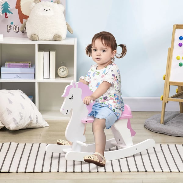 Gunghäst för barn - Åkleksak i trä - Med pedaler - Två hjul - Ålder 1–3 år - Storlek 68×27×46,5 cm