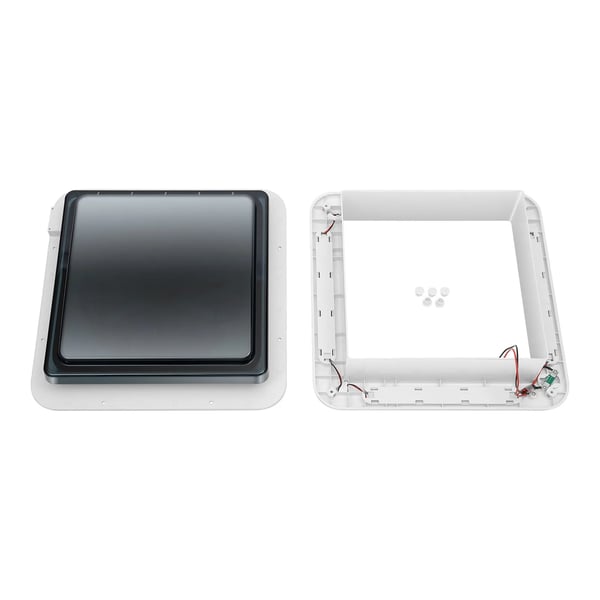 Asuntovaunu/Matkailuauto Kattoikkuna - Kattotuuletin - 12 V - LED-valo - Hiljainen - IP68 Vedenpitävä - 28×28 cm - Musta