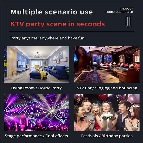 21-øjes RGBW projektor-effektlys, DMX strobe/spot scenelys, disco/KTV, energiklasse A+++, sort