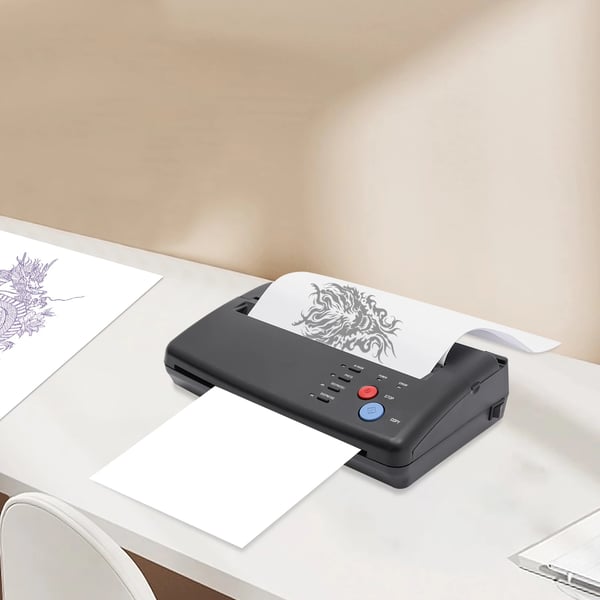 Tattoo Stencil Printer - Termokopimaskine - Overførsel til Transferpapir - Hurtig Termisk Udskrivning - Til Begyndere & Professionelle - Sort