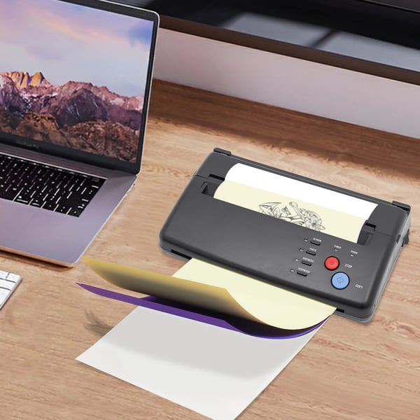 Tattoo Stencil Printer - Termokopimaskine - Overførsel til Transferpapir - Hurtig Termisk Udskrivning - Til Begyndere & Professionelle - Sort