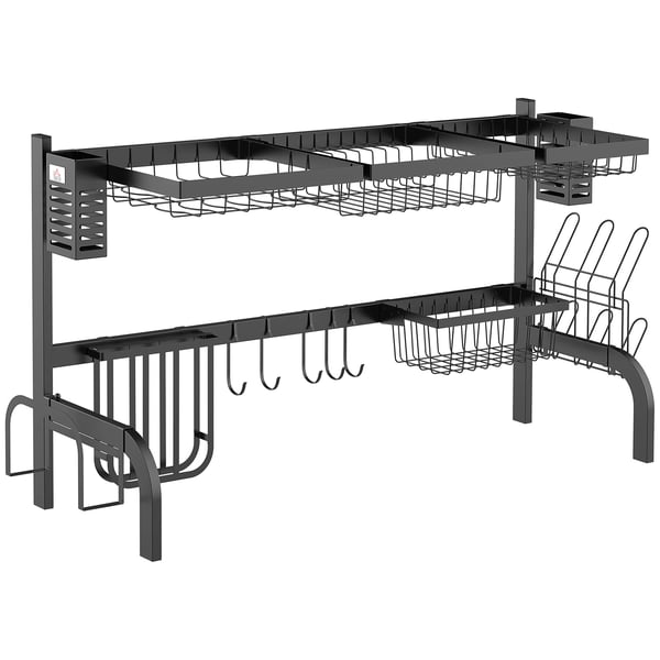 Diskställ - Torkställ för diskho - 2-Nivåer - Stål - 100×30×52,5 cm - Svart