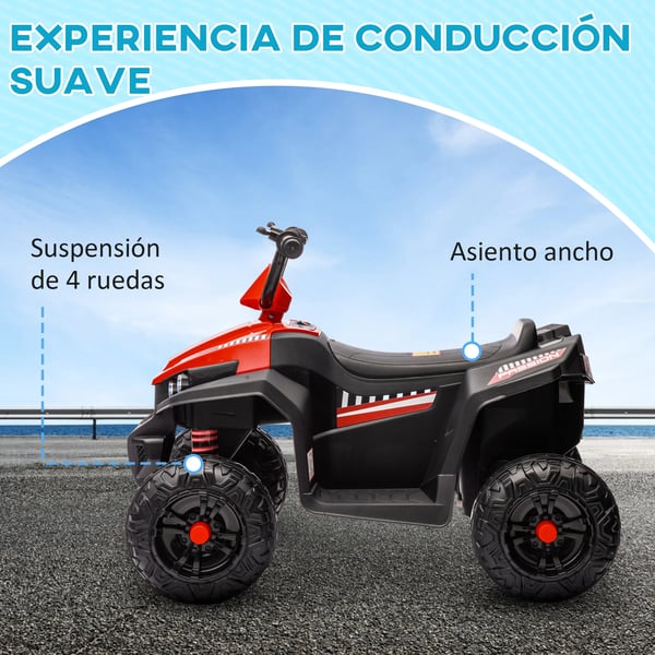 Elektrisk fyrhjuling för barn - Ride-on ATV - 12V Batteri - Fram/Back - Strålkastare & Musik - Max 30 kg - Ålder 3–6 år - Röd