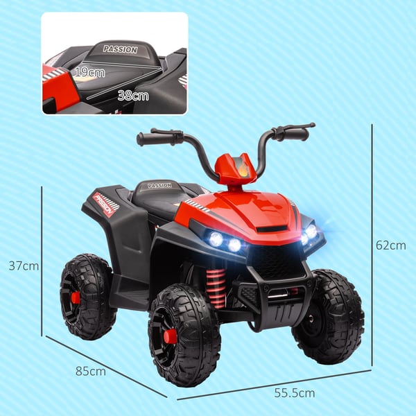 Elektrisk fyrhjuling för barn - Ride-on ATV - 12V Batteri - Fram/Back - Strålkastare & Musik - Max 30 kg - Ålder 3–6 år - Röd