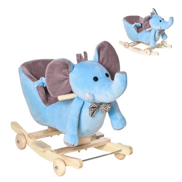 Gungelefant - Ride-On med hjul - 60 x 35 x 45 cm - Blå