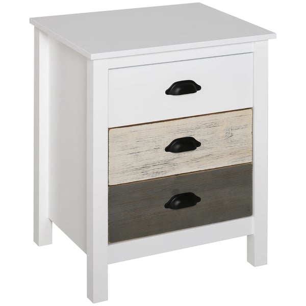 Sängbord - Nattduksbord - 3 lådor - 50×38×65 cm - Modern marockansk stil - Vit