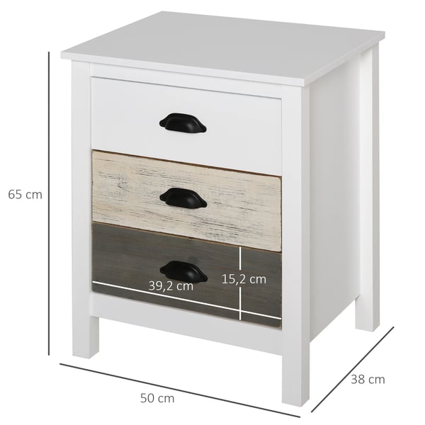 Sängbord - Nattduksbord - 3 lådor - 50×38×65 cm - Modern marockansk stil - Vit