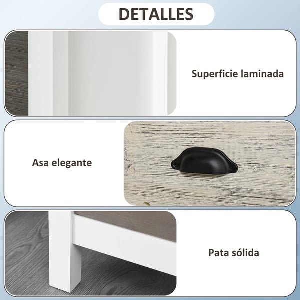 Sängbord - Nattduksbord - 3 lådor - 50×38×65 cm - Modern marockansk stil - Vit