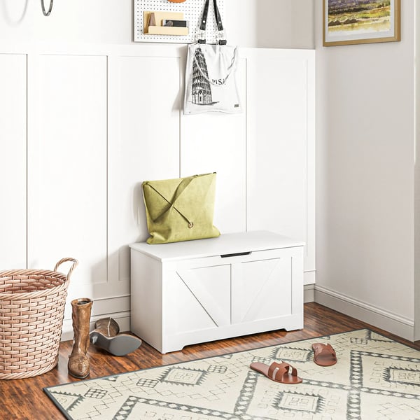 Förvaringskista för sovrum - Förvaringslåda med lock - 100 l kapacitet - 80×40×45 cm - Vit
