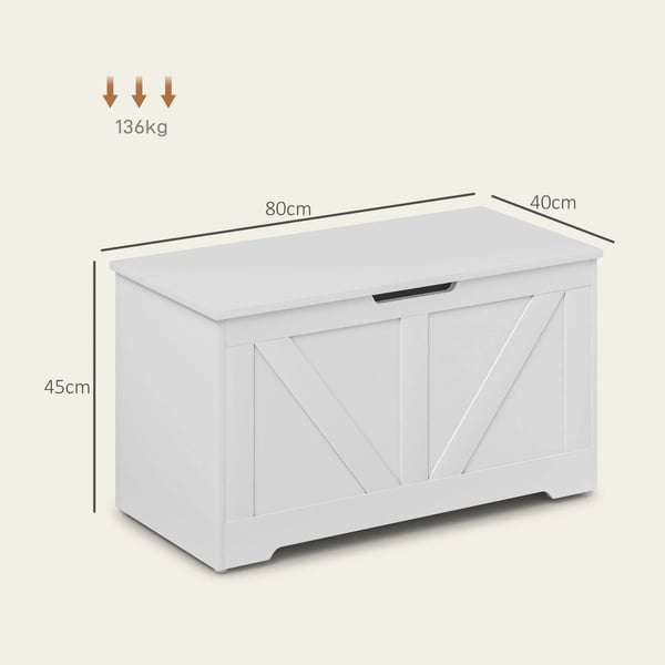 Förvaringskista för sovrum - Förvaringslåda med lock - 100 l kapacitet - 80×40×45 cm - Vit