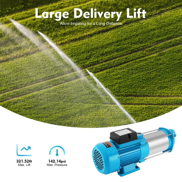 Sähköinen Vesipumppu - Keskipakopumppu - 1300 W (1,8 hv) - 4000 l/h - 230 V 50 Hz - IP44 - Max 35°C - Korkeapaine