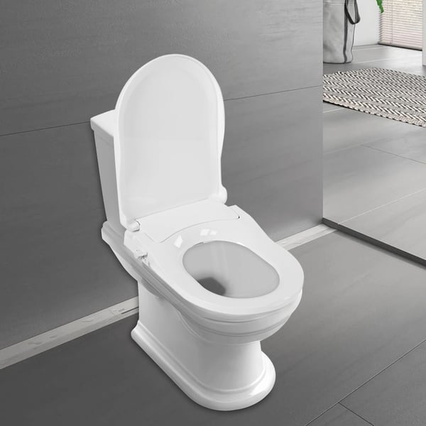 Smart toiletsæde med bidet, ikke-elektrisk, dobbeltdyse til for- og bagvask, soft-close, intimvask til kvinder, hvid