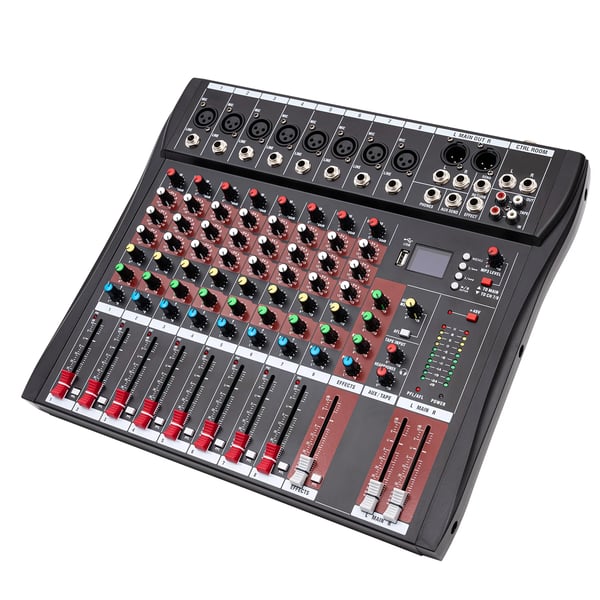 Ammattitason Äänimikseri - Mikseripöytä - 8‑kanavainen - Bluetooth - USB - PC‑tallennus - XLR‑mikrofonitulot - Musta