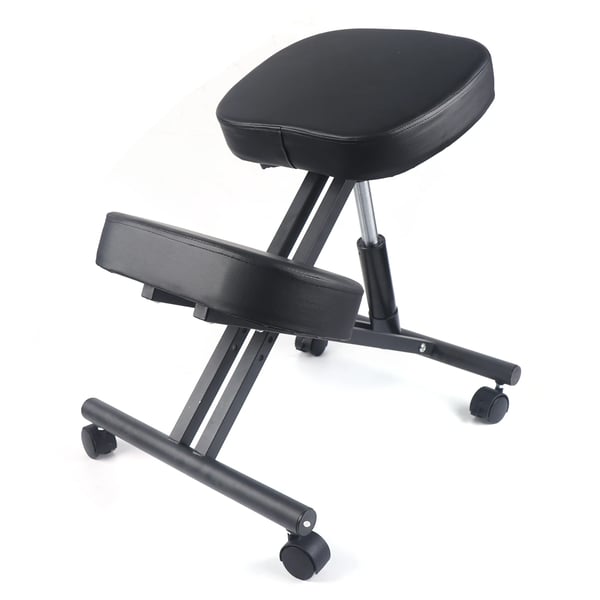 Ergonomisk knæstol - Kontorstol - Gyngende base - Tyk polstring - Stålramme - Uden hjul - Forbedrer kropsholdning - Samling kræves