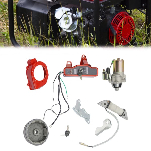 Elstart tændingssæt - Til GX160/GX200 5.5HP 6.5HP - Startermotor - Svinghjul - Tændingslås - Tændspole - Ventilatorkåbe - Multifarvet